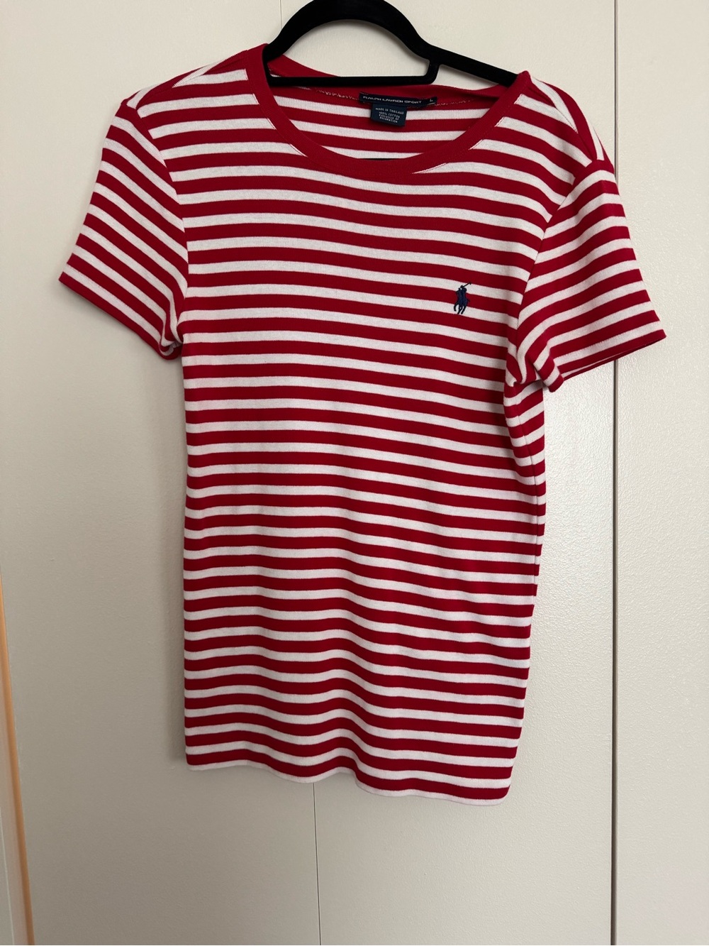 WORN ONCE: Ralph Lauren Sport Red & White Striped Short Sleeve Tee